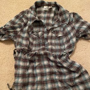 XL Maternity Plaid Top
